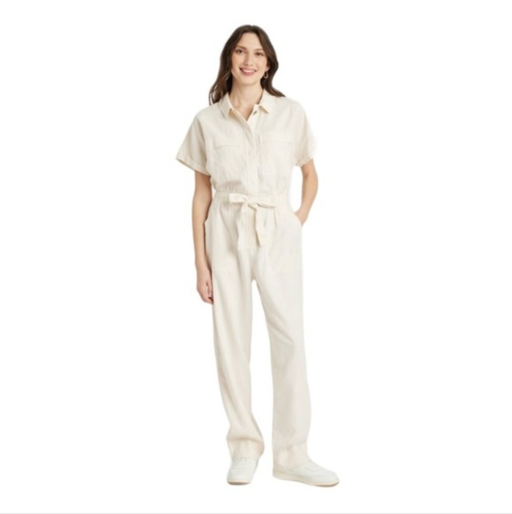 Universal Thread Boiler Jumpsuit Cream Size 2